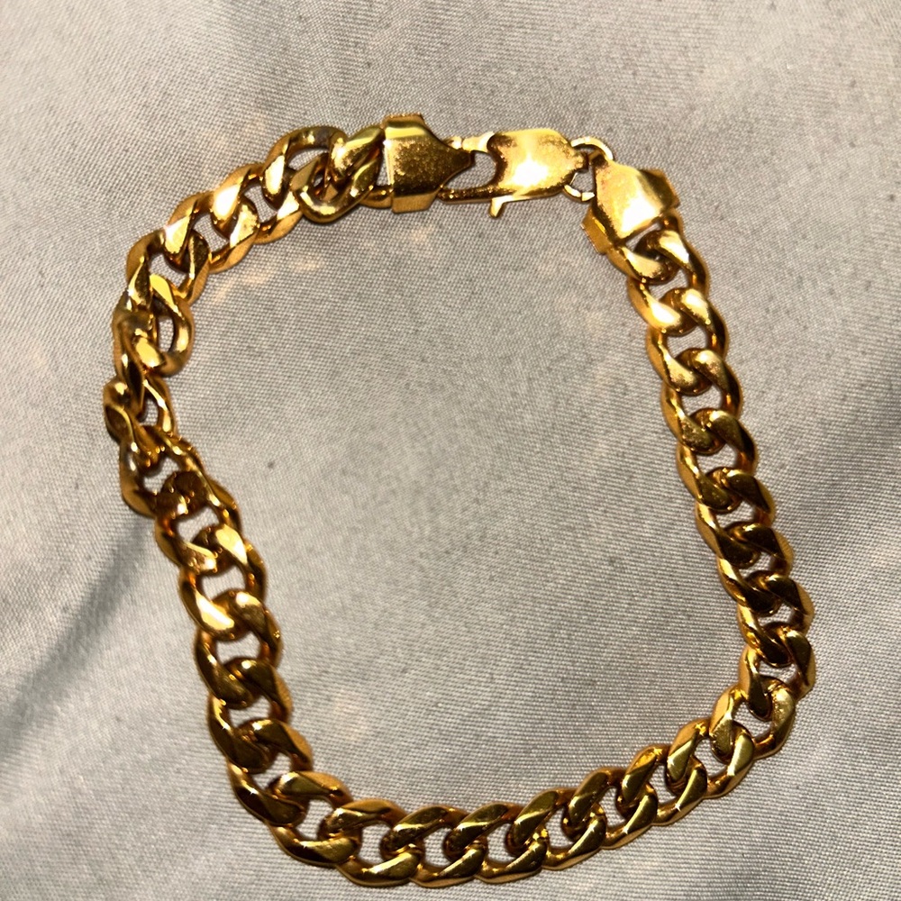 Classic Gold-Tone Cuban Link Bracelet for Men